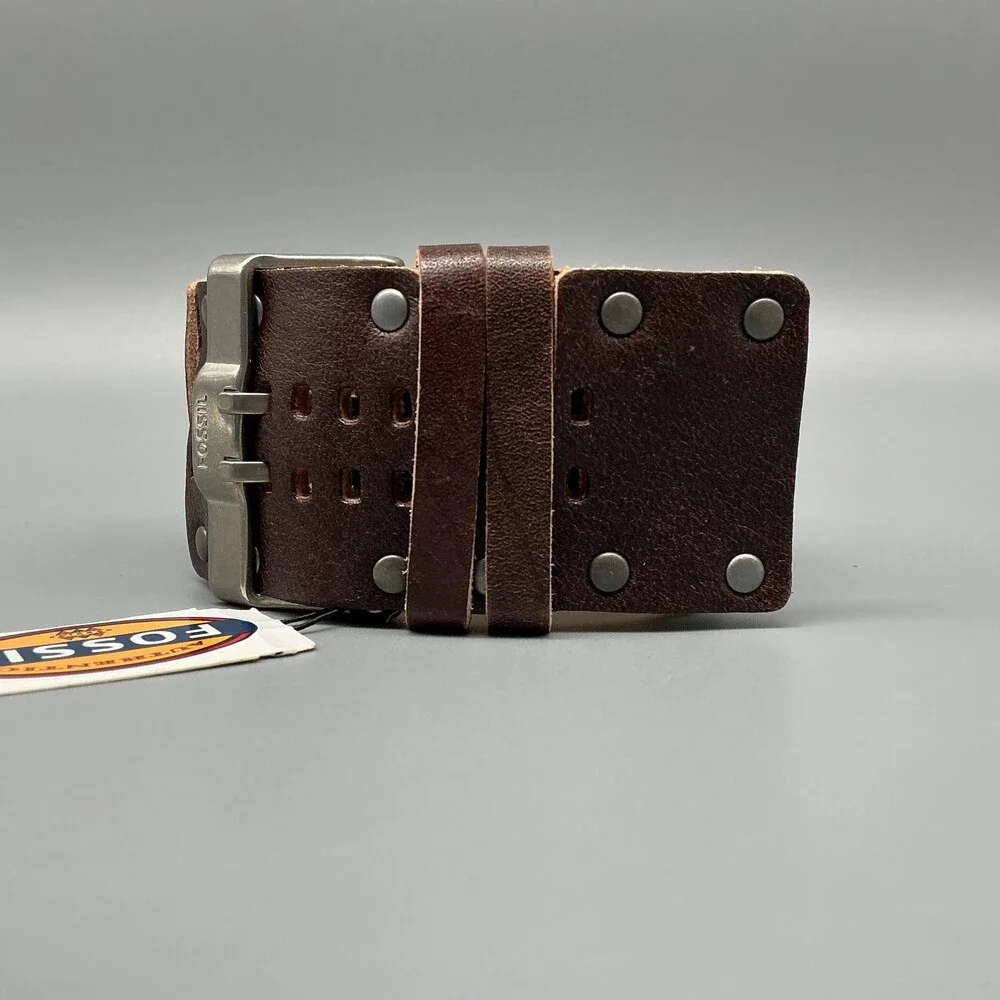 Fossil Mens Watch 38mm Bronze Dial Brown Bund Leather MB-1043 New Battery